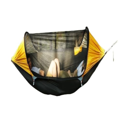 DWZXL Hängematte Doppelte Aluminiumstange, Anti-Mückenschutz, Anti-Überschlag, Extra Breite Hängematte, Outdoor-Schaukel, Einzel-Camping for DREI Personen Outdoor Hängematte(Black) von DWZXL