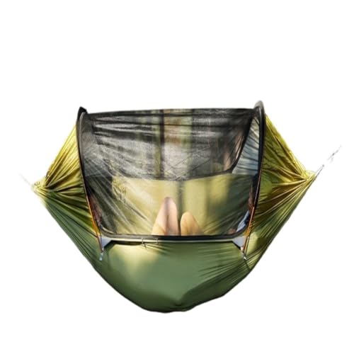 DWZXL Hängematte Doppelte Aluminiumstange, Anti-Mückenschutz, Anti-Überschlag, Extra Breite Hängematte, Outdoor-Schaukel, Einzel-Camping for DREI Personen Outdoor Hängematte(Green) von DWZXL