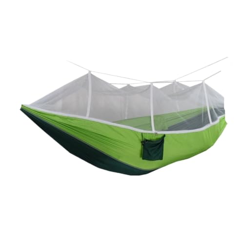 DWZXL Hängematte Outdoor-Camping-Outdoor-Moskitonetz-Hängematte, Doppel-210T-Nylon, Anti-Moskito-Fallschirmtuch, Luft-Camping-Zelt Outdoor Hängematte(Green) von DWZXL