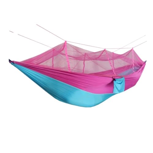 DWZXL Hängematte Outdoor-Camping-Outdoor-Moskitonetz-Hängematte, Doppel-210T-Nylon, Anti-Moskito-Fallschirmtuch, Luft-Camping-Zelt Outdoor Hängematte(Pink) von DWZXL