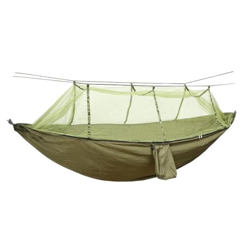 DWZXL Hängematte Outdoor-Fallschirm-Großhandels-Hängematte mit Moskitonetz, Anti-Moskito-Nylon-Einzel-Doppel-Camping-Hängematte Outdoor Hängematte(Green,L) von DWZXL