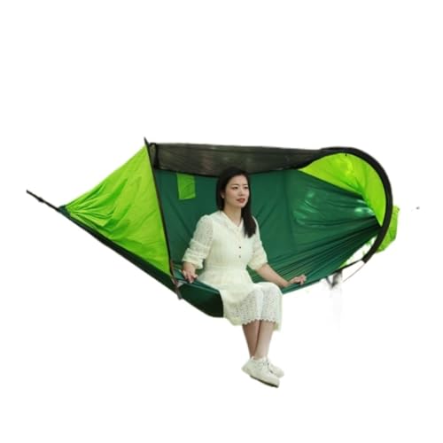 DWZXL Hängematte Outdoor Familientreffen Picknick Camping Aluminiumstange Hängematte Anti-Überschlag Anti-Mückenstange Leinwand Nylon Outdoor Hängematte(Green) von DWZXL