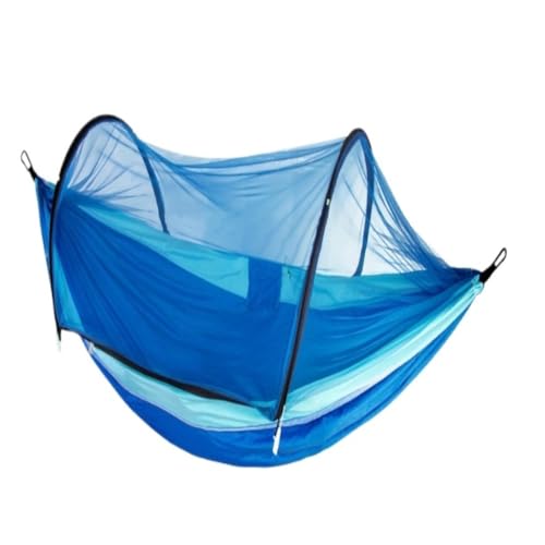 DWZXL Hängematte Schnellverschluss-Hängematte Mit Moskitonetz for Aufhängen, Doppeltes Fallschirmtuch, Anti-Überschlag-Camping-Hängematte Outdoor Hängematte(Blue) von DWZXL