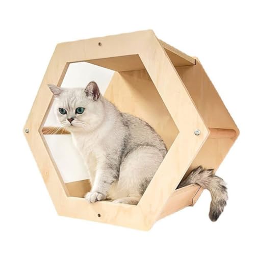 DWZXL Katzen Kletterwand Hölzernes Katzenklettergerüst Wandmontiertes Katzensprungbrett Katzennest Massivholz Sisalseil Wohnzimmer Wanddekoration Klettergerüst Für Katzen von DWZXL