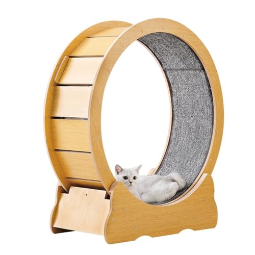 DWZXL Katzenrad Laufband for Katzen aus Holz, aus Faserplatten, leise, mit Rollen, for Fitness, ohne Falle, Klettergerüst for Katzen, Spielzeug for Zuhause und drinnen Cat Wheel(A) von DWZXL