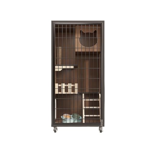 DWZXL katzenhaus Indoor Atmungsaktive Mesh-Katzenvilla aus massivem Holz, Katzenkäfig, Zuhause, Innenbereich, doppelschichtiger Katzenschrank, Katzenzimmer, Katzennest Katzenkäfig(120 * 60 * 60cm) von DWZXL