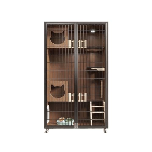 DWZXL katzenhaus Indoor Atmungsaktive Mesh-Katzenvilla aus massivem Holz, Katzenkäfig, Zuhause, Innenbereich, doppelschichtiger Katzenschrank, Katzenzimmer, Katzennest Katzenkäfig(150 * 90 * 60cm) von DWZXL