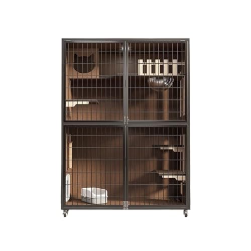 DWZXL katzenhaus Indoor Atmungsaktive Mesh-Katzenvilla aus massivem Holz, Katzenkäfig, Zuhause, Innenbereich, doppelschichtiger Katzenschrank, Katzenzimmer, Katzennest Katzenkäfig(160 * 120 * 60cm) von DWZXL