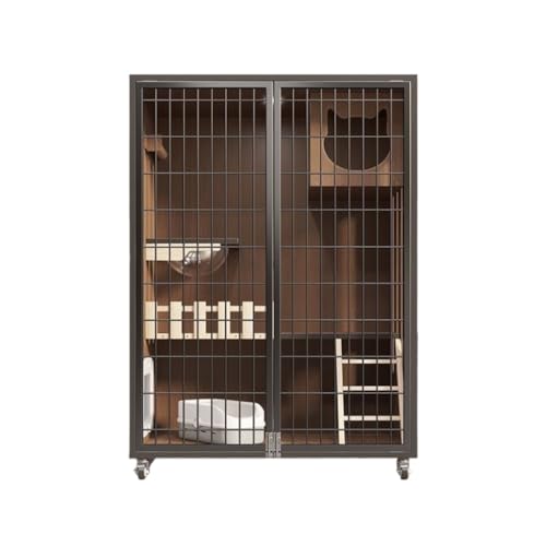 DWZXL katzenhaus Indoor Atmungsaktive Mesh-Katzenvilla aus massivem Holz, Katzenkäfig, Zuhause, Innenbereich, doppelschichtiger Katzenschrank, Katzenzimmer, Katzennest Katzenkäfig(B:120 * 90 * 60cm) von DWZXL