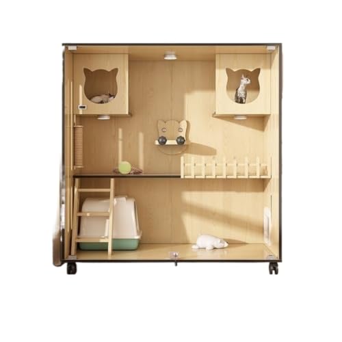 DWZXL katzenhaus Indoor Katze Villa Massivholz Katze Käfig Hause Innen Doppel-Schicht Katze Schrank Katze Zimmer Haustier Katze Nest Katze Katze käfig Katzenkäfig(120 * 60 * 60cm) von DWZXL