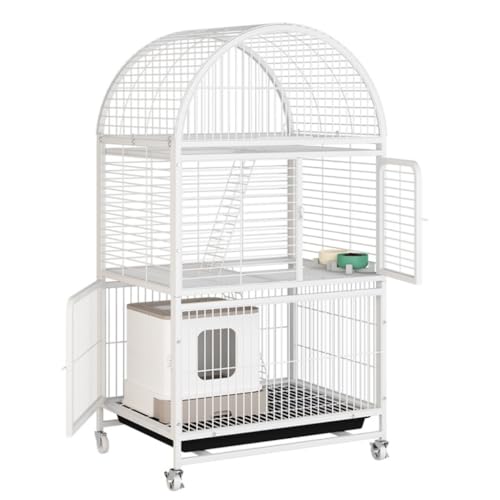 DWZXL katzenhaus Indoor Katzenkäfig, großer Raum, mehrstöckige Katzenvilla im Innenbereich, zweistöckiges Katzennest mit Toiletten-Katzenkäfig Katzenkäfig(B,White) von DWZXL