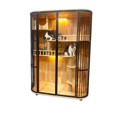 DWZXL katzenhaus Indoor Katzenvilla aus Holz, luxuriöser Katzenschrank, Massivholz, extra großer Platz, Katzenhaus mit Toilette, Katzenhaus Katzenkäfig(125 * 60 * 165cm) von DWZXL