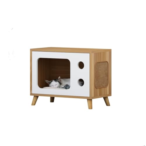 DWZXL katzenhaus Indoor Kreatives Katzennest aus Holz for Haustiere, quadratischer Nachttisch, Schlafzimmer, Nachttisch, Haustierschrank, Aufbewahrungsschrank, Hundehütte Katzenkäfig(Gray) von DWZXL