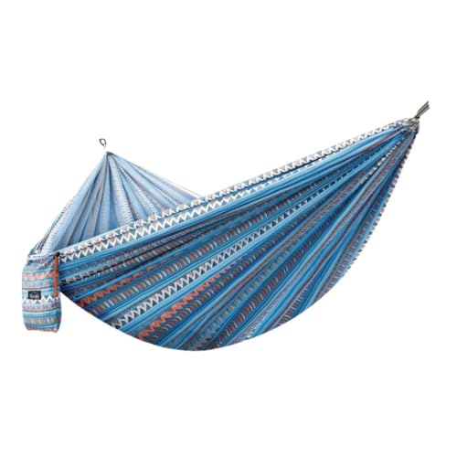 Hängematte Hammock Outdoor Camping Quick-Open Single Double Hammock Parachute Cloth Printing Park Camping Hammock Outdoor Hängematte(Blue) von DWZXL