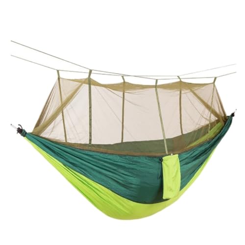 Hängematte Moskitonetz Hängematte Doppel Outdoor Anti-Moskito Fallschirm Stoff Schaukel Outdoor Schlafen Hängen Baum Camping Outdoor Hängematte(Green) von DWZXL