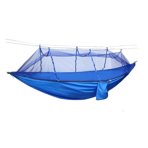 Hängematte Outdoor Camping Parachute Hammock with Mosquito Net Anti-Mosquito Nylon Double Camping Portable Hammock Outdoor Hängematte(Blue) von DWZXL