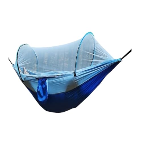 Hängematte Outdoor Hängematte Camping Anti-Rollover mit Moskitonetz Camping Schlafschaukel magische Doppel tragbar Outdoor Hängematte(Blue,L) von DWZXL