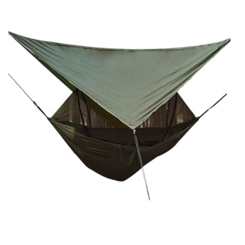 Hängematte Outdoor Hängematte Camping Anti-Rollover mit Moskitonetz Camping Schlafschaukel magische Doppel tragbar Outdoor Hängematte(Braun,A) von DWZXL