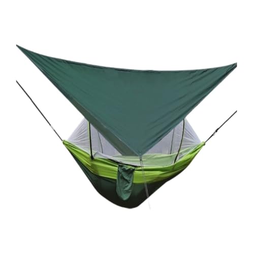 Hängematte Outdoor Hängematte Camping Anti-Rollover mit Moskitonetz Camping Schlafschaukel magische Doppel tragbar Outdoor Hängematte(Green,A) von DWZXL