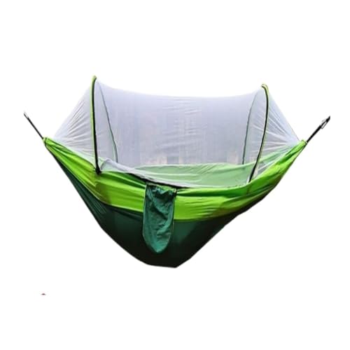 Hängematte Outdoor Hängematte Camping Anti-Rollover mit Moskitonetz Camping Schlafschaukel magische Doppel tragbar Outdoor Hängematte(Green,L) von DWZXL