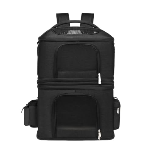 Katzentaschen Abnehmbare Und Waschbare, Multifunktionale Haustiertasche. Doppelschichtige, Abnehmbare Haustier-Rucksack-Umhängetasche for Katzen Cat Bag(Black) von DWZXL