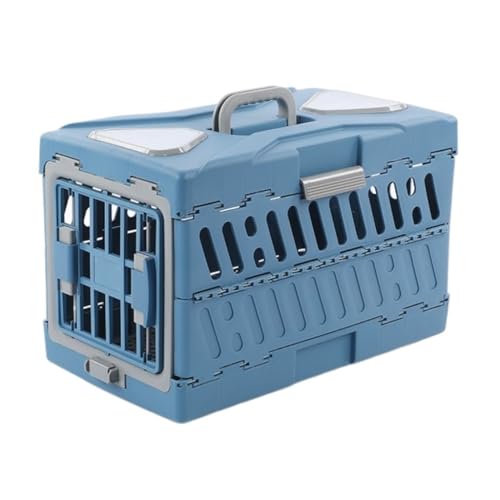 Katzentaschen Haustier-Airline-Box, Tragbare Haustier-Airline-Box, Faltbare Airline-Box, Katzentasche, Haustierkäfig, Hundekäfig, Karierte Box Cat Bag(Blue) von DWZXL