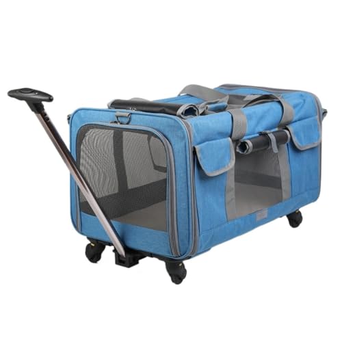 Katzentaschen Katzentasche, Universalrad, Geräuschlos, Haustiertasche, Praktisch, Atmungsaktiv, Tragbar, Trolley, Katzentasche, Ausflugsrucksack Cat Bag(Blue) von DWZXL