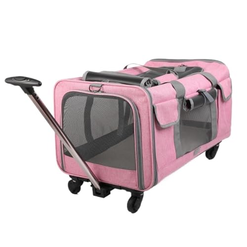 Katzentaschen Katzentasche, Universalrad, Geräuschlos, Haustiertasche, Praktisch, Atmungsaktiv, Tragbar, Trolley, Katzentasche, Ausflugsrucksack Cat Bag(Pink) von DWZXL