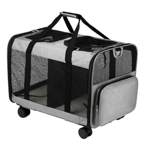 Katzentaschen Multifunktionaler Haustier-Trolley, Doppellagige Haustiertasche, Tragbare Katzentasche, Abnehmbarer, Atmungsaktiver Flightcase Cat Bag(G) von DWZXL