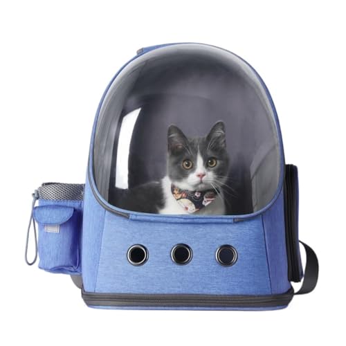 Katzentaschen Pet Space Katzenrucksack, Modisch, Transparent, Atmungsaktiv, Katzentasche, Hundetasche, Faltbare Haustiertasche, Ausflugsrucksack Cat Bag(Blue) von DWZXL