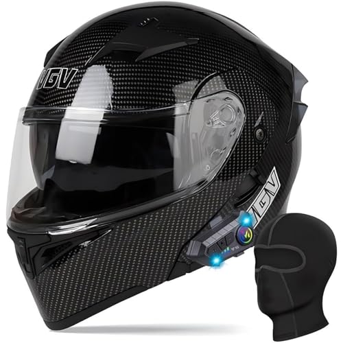 DXDRT Modular Bluetooth Motorradhelm Flip Up Front Motorradhelm Mit Doppelvisier Full Face Integrierte Motorradhelm DOT/ECE Genehmigt Für Erwachsene Männer Frauen,Bright Black,L 57~58CM von DXDRT