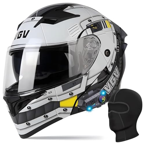 DXDRT Modular Bluetooth Motorradhelm Flip Up Front Motorradhelm Mit Doppelvisier Full Face Integrierte Motorradhelm DOT/ECE Genehmigt Für Erwachsene Männer Frauen,Grau,L 57~58CM von DXDRT