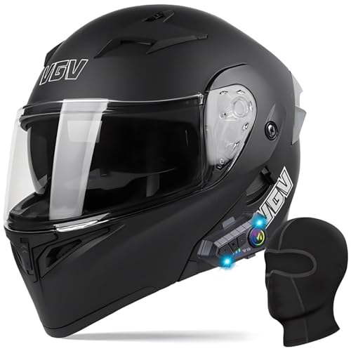 DXDRT Modular Bluetooth Motorradhelm Flip Up Front Motorradhelm Mit Doppelvisier Full Face Integrierte Motorradhelm DOT/ECE Genehmigt Für Erwachsene Männer Frauen,Matte Black,L 57~58CM von DXDRT