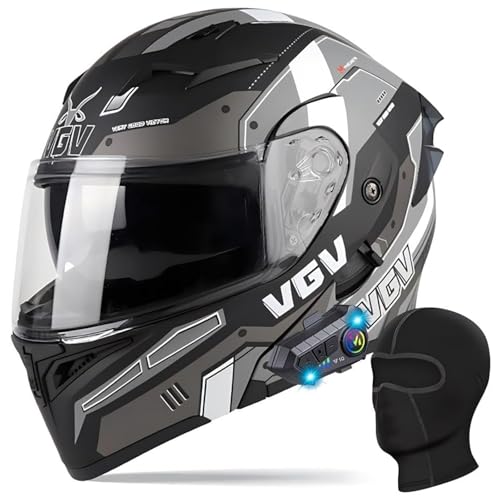 DXDRT Modular Bluetooth Motorradhelm Flip Up Front Motorradhelm Mit Doppelvisier Full Face Integrierte Motorradhelm DOT/ECE Genehmigt Für Erwachsene Männer Frauen,Schwarz,L 57~58CM von DXDRT