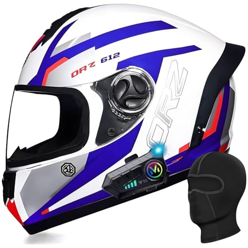 DXDRT Motorrad Full Face Bluetooth Helm Modular Motorrad Racing Helm HD Anti-Fog Objektiv Unisex Erwachsene Roller Moped Helm ECE/DOT Genehmigt Für Männer Frauen,Blue b,XXL 61~62CM von DXDRT