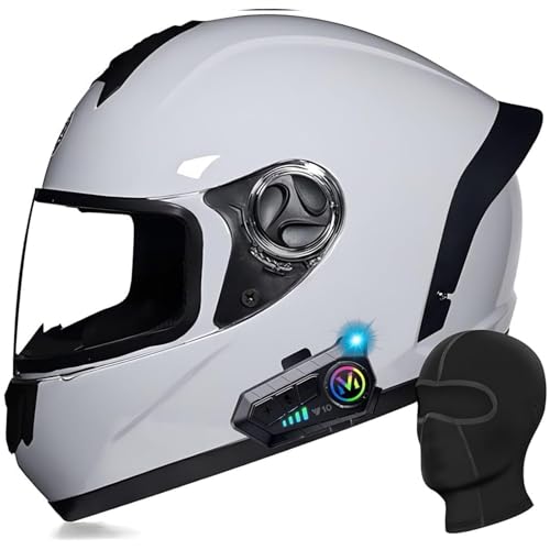 DXDRT Motorrad Full Face Bluetooth Helm Modular Motorrad Racing Helm HD Anti-Fog Objektiv Unisex Erwachsene Roller Moped Helm ECE/DOT Genehmigt Für Männer Frauen,Grau,XL 59~60CM von DXDRT