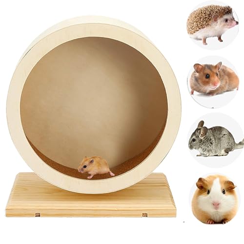 DXI A Laufrad für Hamster, geräuscharmes Laufrad aus Holz für Hamster, Hamster, geräuscharmes Rad für Hamster, Meerschweinchen, Igel, Chinchilla und kleine Haustiere, S von DXI