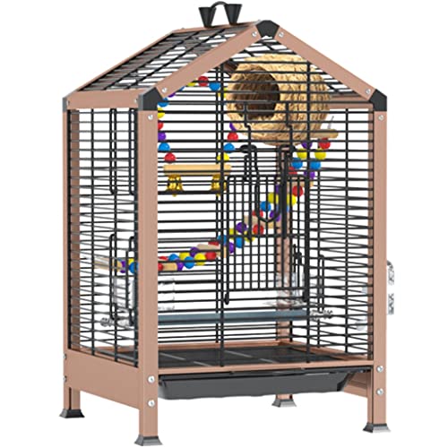 Vogelkäfig Wellensittiche Luxus Volieren, Aluminiumlegierung Taubenkäfig, Heimat Vogelvolierea, ABS-Tablett Tragbar Sittichkäfig, Großer Raum Pigeon Nistkasten (Color : Rose Gold, S : 35 * 33 * 56cm) von DXIUM