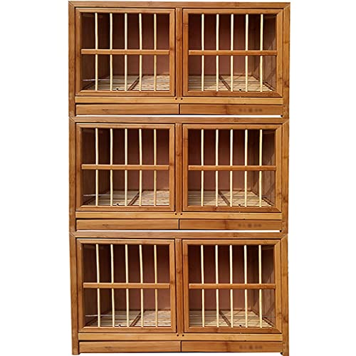 Volieren Bambus Robust Taubenkäfig, Ausziehbare Kotwanne Vogelkäfig，Brieftaube Renntaube Pigeon Nistkasten, Kombination Vogelvoliere (Color : Brown*3, S : 80 * 40 * 45cm) von DXIUM