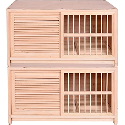 Volieren Massivholz Vogelkäfig, Züchten Taubenkäfig, Zucht Vogelvoliere, Brieftaube Taubenstall, Fensterläden Sittichkäfig, Schiebetüren Pigeon Nistkasten (Color : Natural*2, S : 60 * 30 * 35cm) von DXIUM