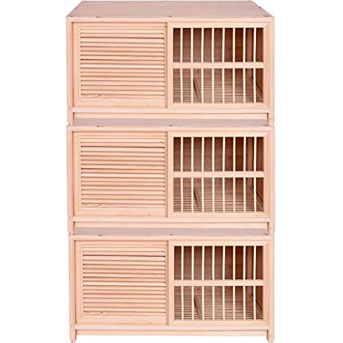 Volieren Massivholz Vogelkäfig, Züchten Taubenkäfig, Zucht Vogelvoliere, Brieftaube Taubenstall, Fensterläden Sittichkäfig, Schiebetüren Pigeon Nistkasten (Color : Natural*3, S : 60 * 30 * 35cm) von DXIUM