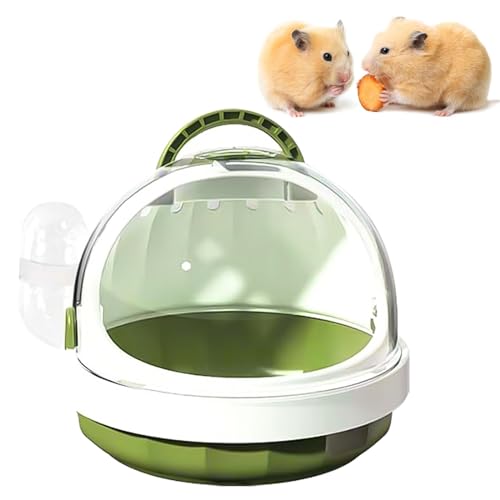 DXQCHDUO Tragbarer Hamsterkäfig mit Wasserflasche, Meerschweinchen-Tragetasche, Tragetasche für kleine Haustiere, Hamster-Reisetasche, Griff, Handheld-Käfig aus Kunststoff (grün) von DXQCHDUO