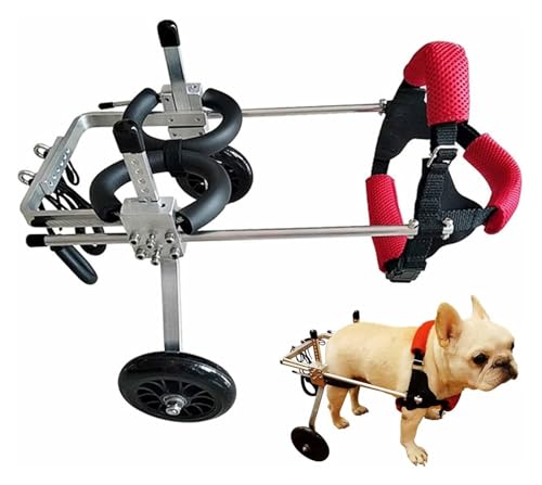 DXYOYONGOZ Haustier-Rollstuhl, Hunderollstuhl, Hunderollstuhl aus Metall for Hunde mit Behinderung an den Hinterbeinen, Hunderollstuhlwagen mit 2 Rädern(Size 2X-Small) von DXYOYONGOZ