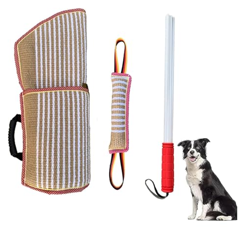 DXYOYONGOZ Hundebiss Ärmel Schlepper, Hund beißt Sleeve, Professionelles Hundebiss-Trainingsset, 3-in-1, Hundebiss-Ärmel, Peitschenrührer for Hundetraining, Beißschutz(Red) von DXYOYONGOZ