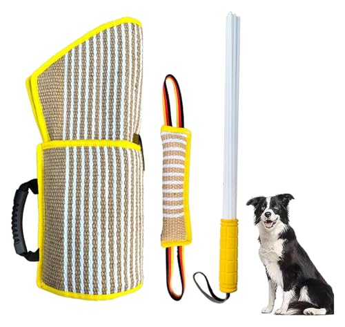 DXYOYONGOZ Hundebiss Ärmel Schlepper, Hund beißt Sleeve, Professionelles Hundebiss-Trainingsset, 3-in-1, Hundebiss-Ärmel, Peitschenrührer for Hundetraining, Beißschutz(Yellow) von DXYOYONGOZ