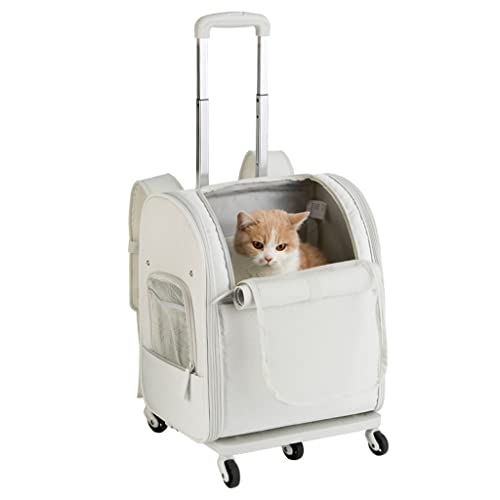 Hundewagen Haustier-Tragerucksack – Atmungsaktive Trolley-Tasche für Katzen-/Hunde-Reisen – Oxford-Tuchbox Haustier-Rucksack mit Rollen für tragbare und faltbare Haustier-Trolley-Tasche von DXYQXL