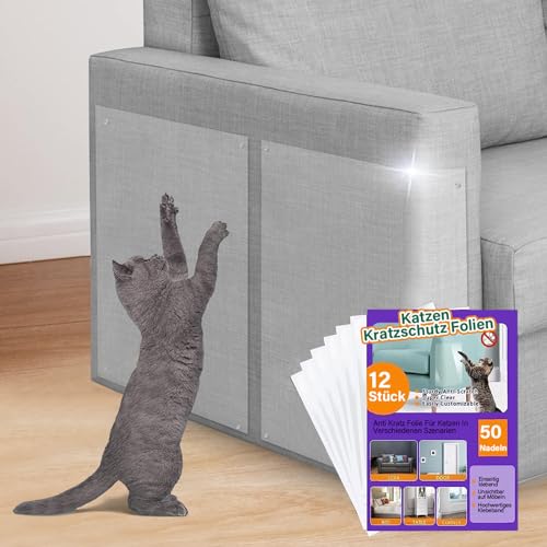 DYDHRER 12er Set Kratzschutz Sofa Katze,43 x 30cm Katzen Kratzschutz Folien,Anti Kratz Folie für Katzen mit 60 Schrauben,Kratzschutz Katze für Sofa,Wand,Tür und Möbel Kratzabwehr von Katzen Hunde von DYDHRER