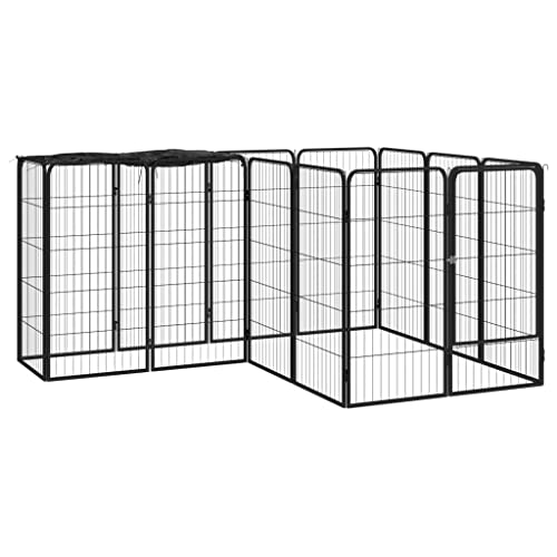 Dog Cages Indoor,tierkäfig,hundebox,hundebox für zuhause,14-TLG. Hundelaufstall Schwarz 50x100cm Stahl PulverbeschichtetEntworfen für Garten und Terrasse. von DYRJDJWIDHW