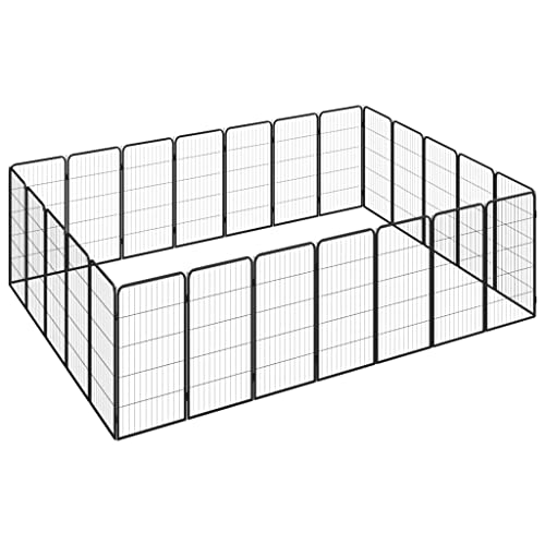 Hunde Box für zu Hause,hundehütten & zwinger,24-TLG. Hundelaufstall Schwarz 50x100cm Stahl PulverbeschichtetEntworfen für Garten und Terrasse. von DYRJDJWIDHW