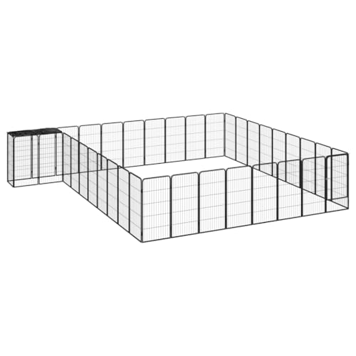 ,gitterbox,Dog Crate,katzenkäfig,38-TLG. Hundelaufstall Schwarz 50x100cm Stahl PulverbeschichtetEntworfen für Garten und Terrasse. von DYRJDJWIDHW